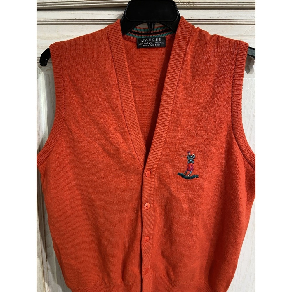 Mens Vintage Jaeger Sweater Vest Sz 40" Golf Jumper Sleeveless LambsWool**